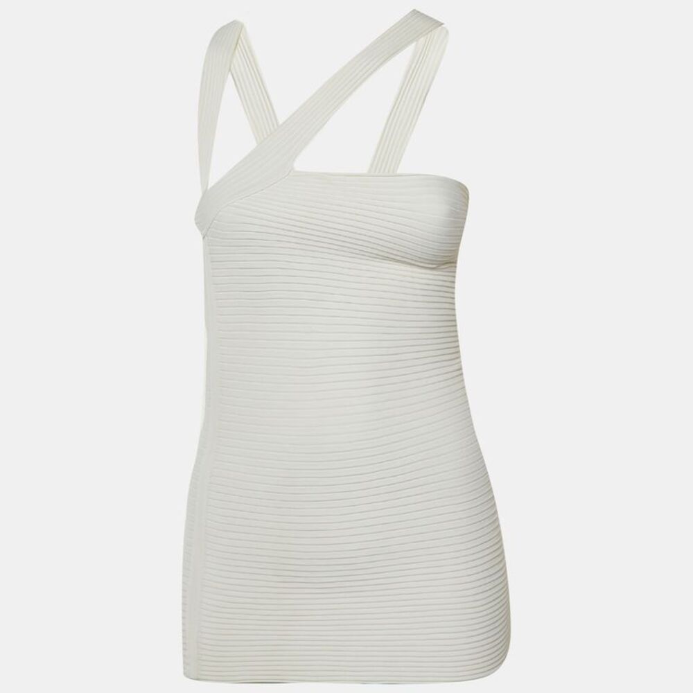 Gucci White Ribbed Knit Halter Neck Top S